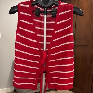 Red and White Striped Knit Vest